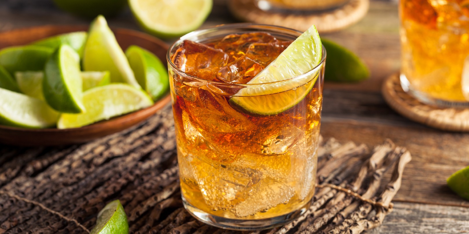 Dark and Stormy Rum Cocktail with Lime and Ginger Beer