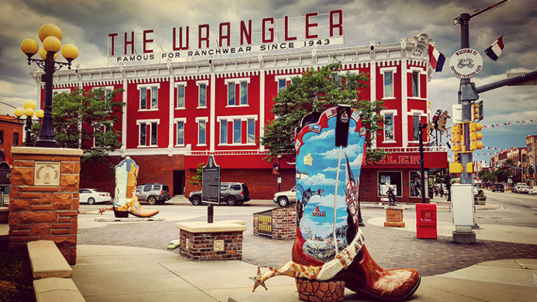 The historic Wrangler building in Cheyenne, Wyoming.